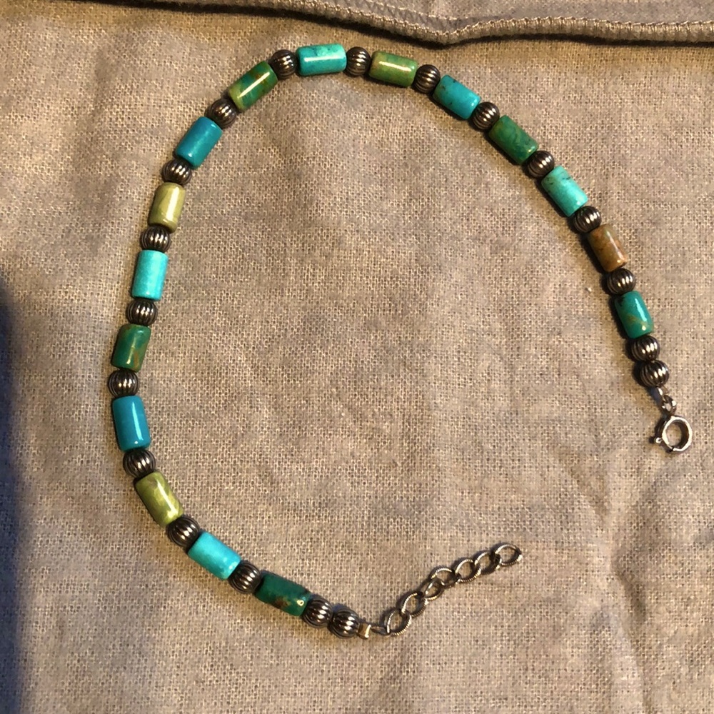 Natural Turquoise & Sterling Silver (.925) Anklet